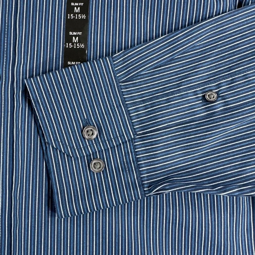 Banana Republic Button Down Mens M Blue Striped Slim Fit Long Sleeve Shirt NWT